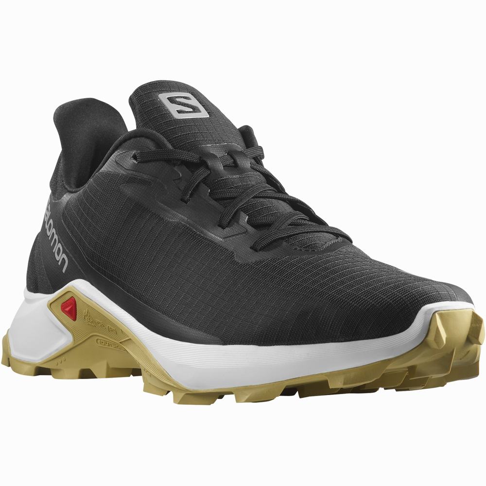 Men's Salomon Alphacross 3 Trail Running Shoes Black/White/Green | NZ-6803529