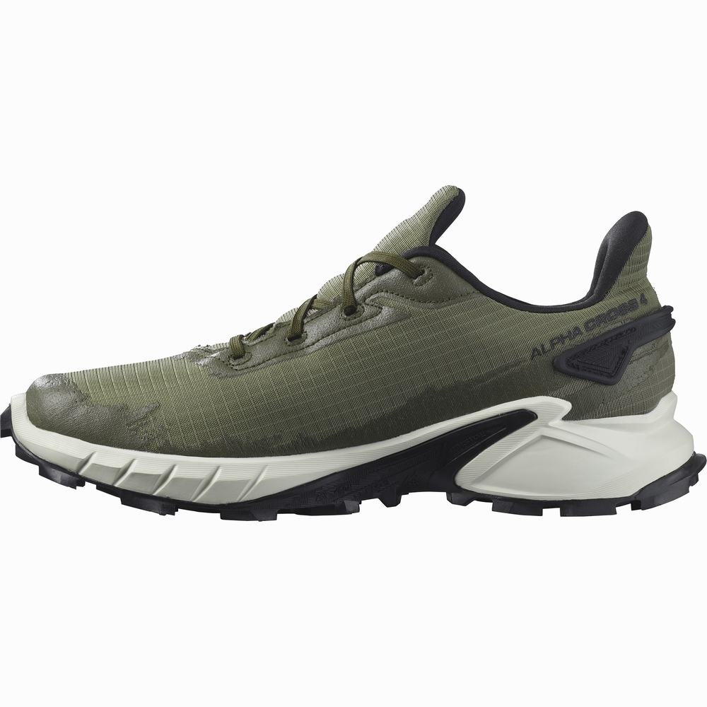 Men's Salomon Alphacross 4 Gore-tex Trail Running Shoes Deep Green/ Olive | NZ-2086751