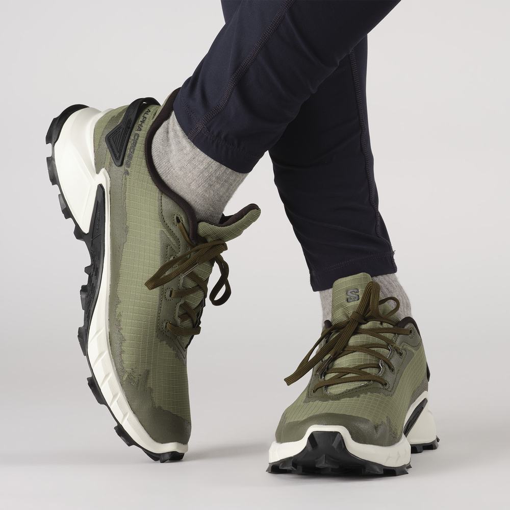 Men's Salomon Alphacross 4 Gore-tex Trail Running Shoes Deep Green/ Olive | NZ-2086751
