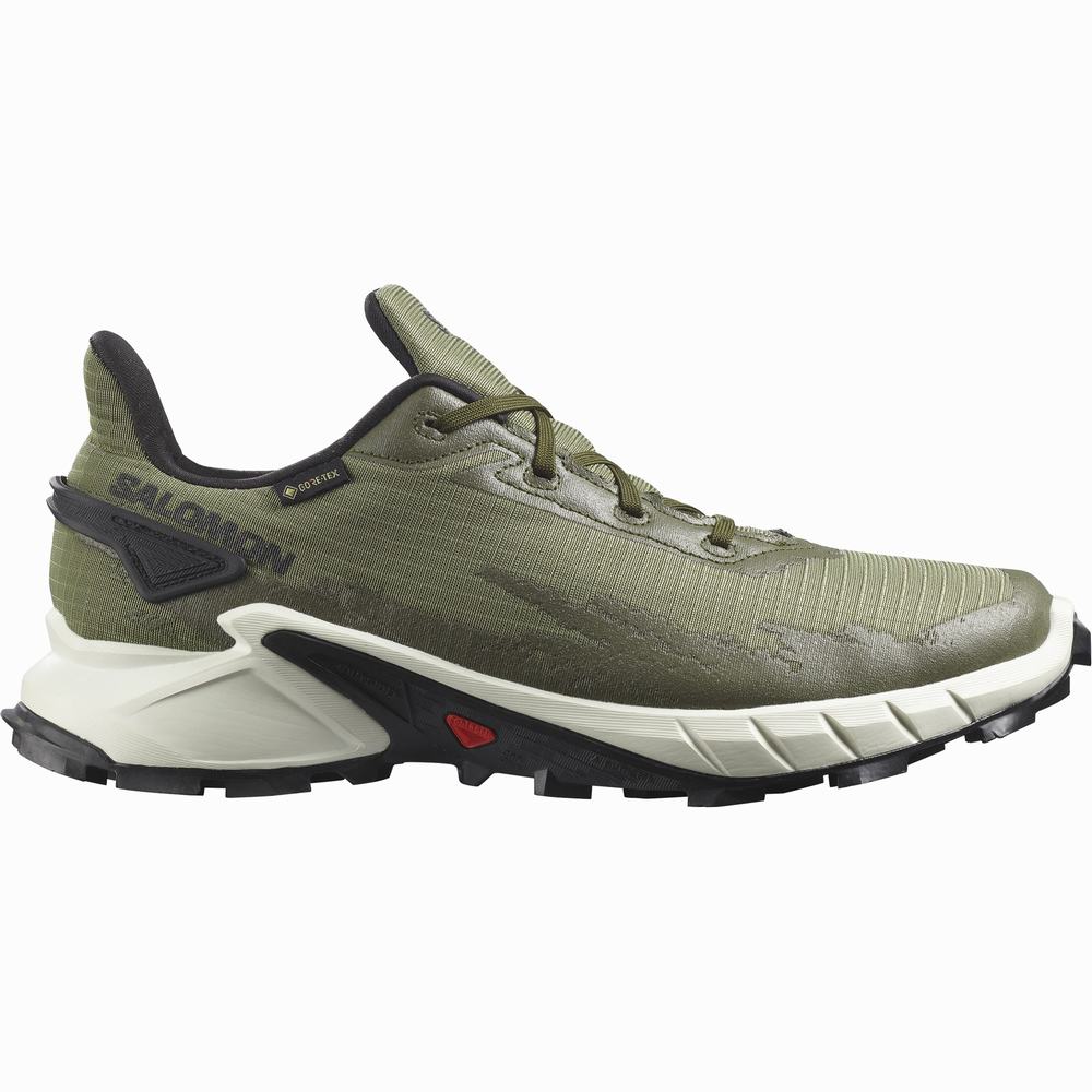 Men\'s Salomon Alphacross 4 Gore-tex Trail Running Shoes Deep Green/ Olive | NZ-2086751