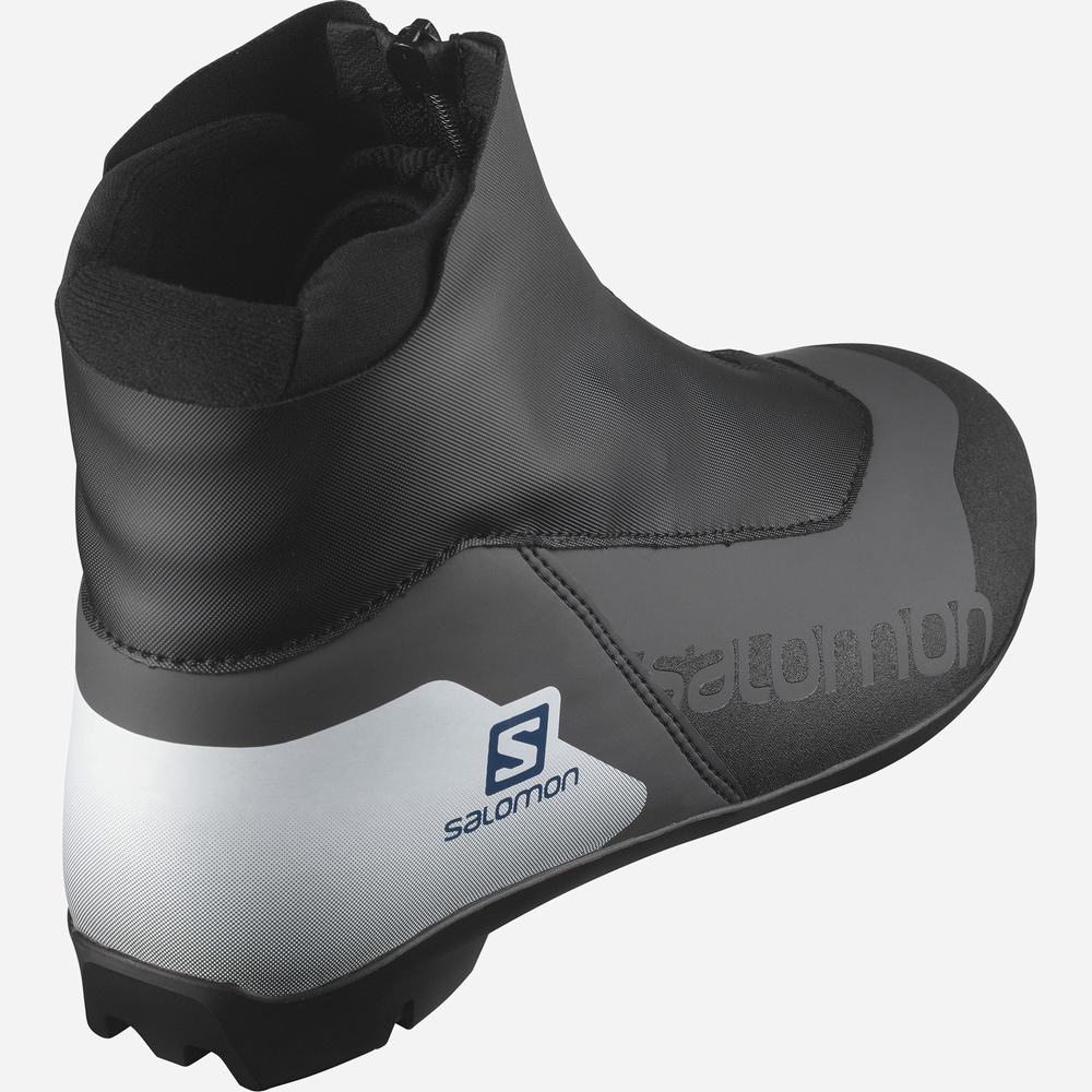 Men's Salomon Escape Pilot Ski Boots Black/White/Blue | NZ-3591420