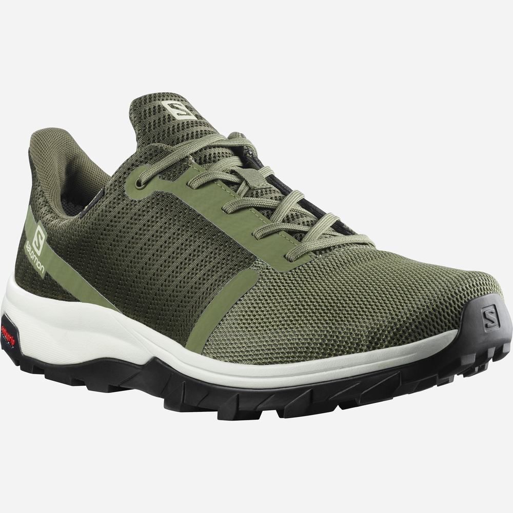 Men's Salomon Outbound Prism Gore-tex Hiking Shoes Deep Green/Olive | NZ-3762109