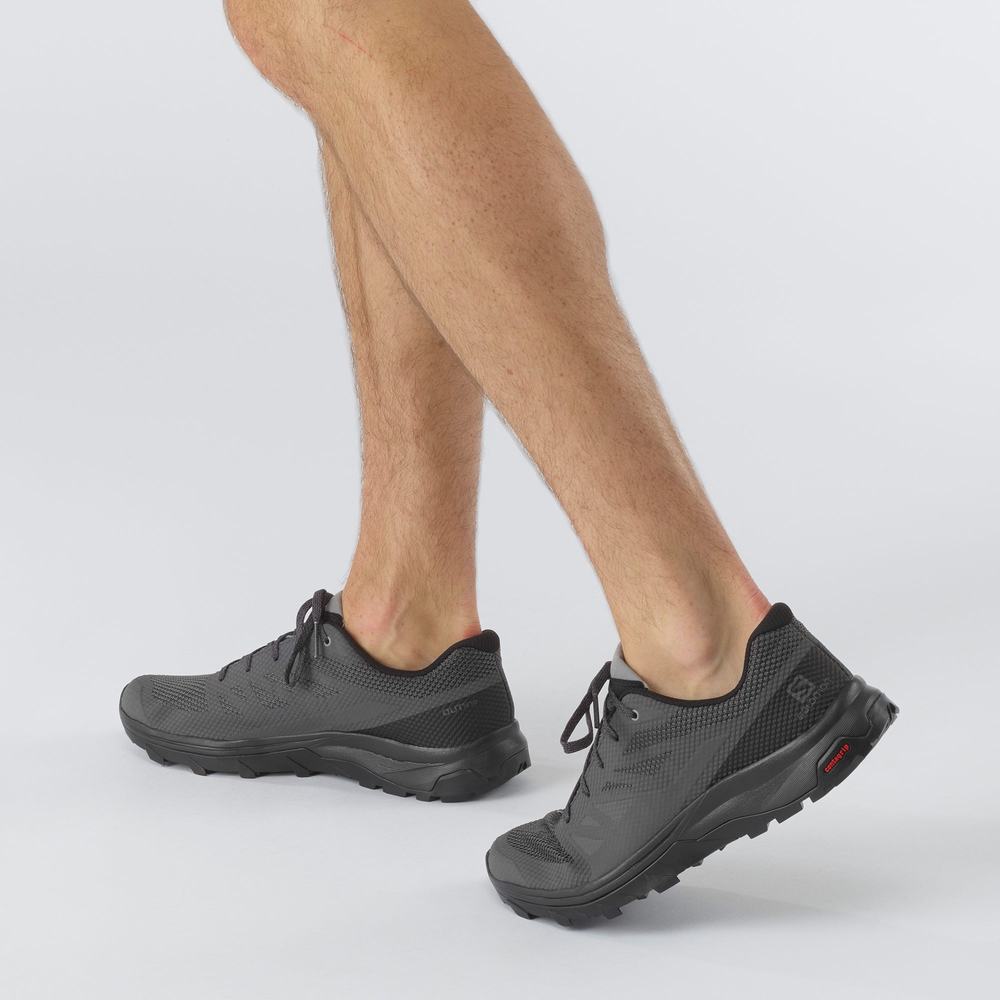 Men's Salomon Outline Hiking Shoes Deep Grey/Black | NZ-7394261