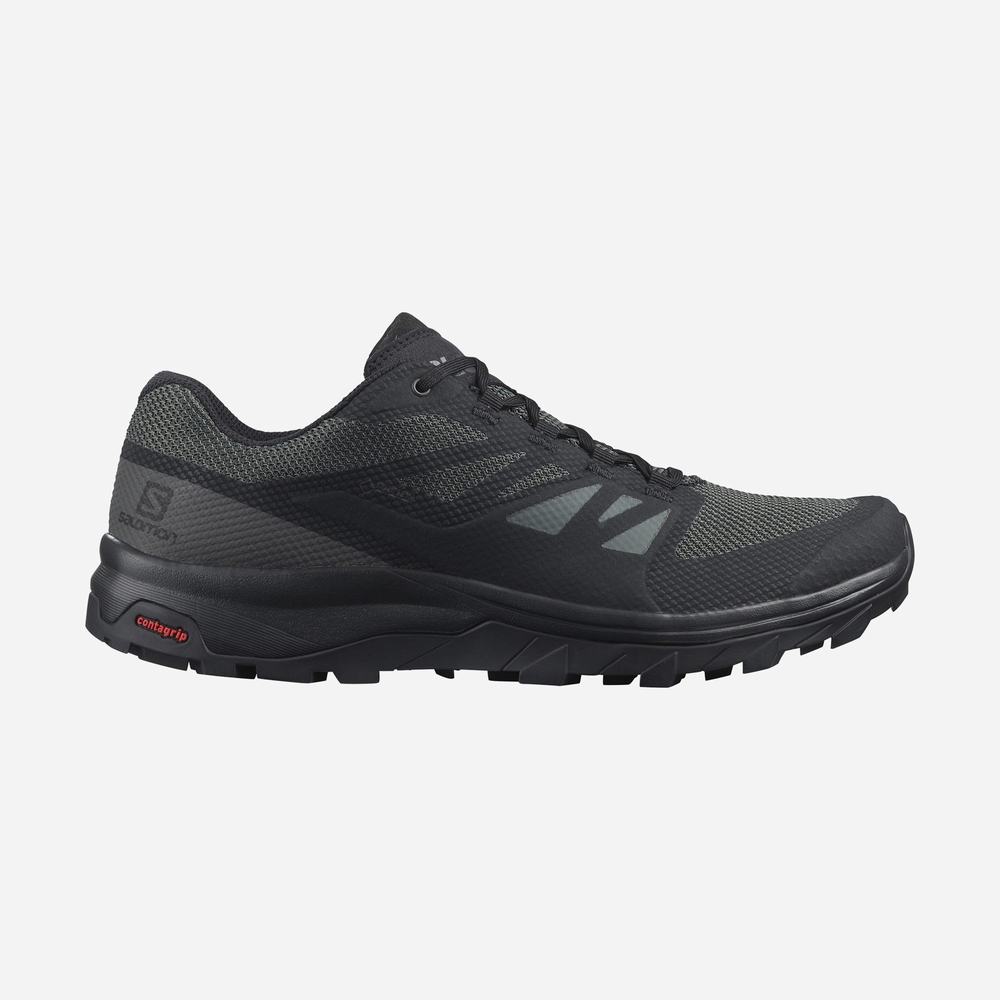 Men\'s Salomon Outline Wide Gore-tex Hiking Shoes Black | NZ-4857926