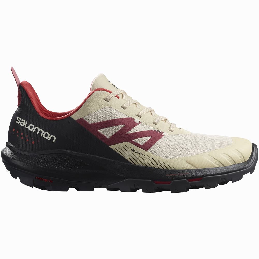 Men\'s Salomon Outpulse Gore-tex Hiking Shoes Beige/Black/Red | NZ-1386092