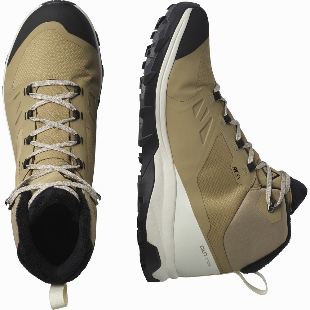 Men's Salomon Outsnap Climasalomon™ Waterproof Winter Boots Brown/Black | NZ-3027659