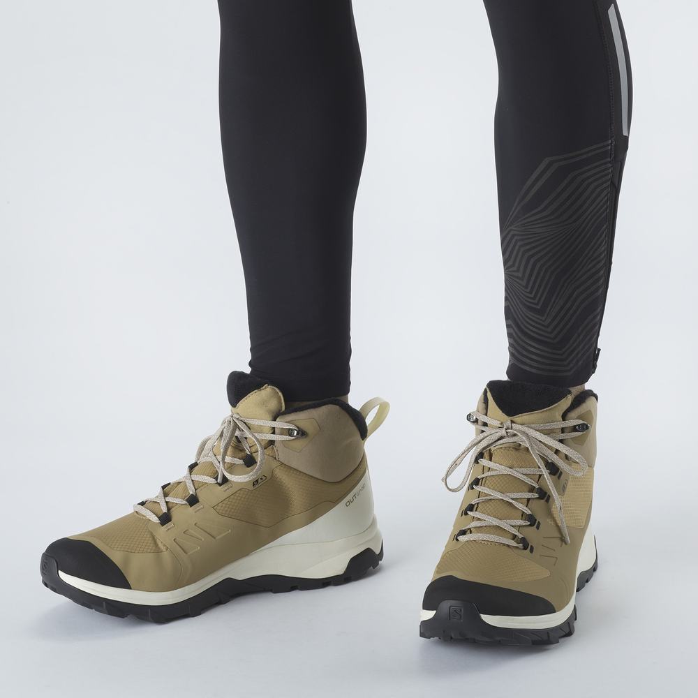 Men's Salomon Outsnap Climasalomon™ Waterproof Winter Boots Brown/Black | NZ-3027659