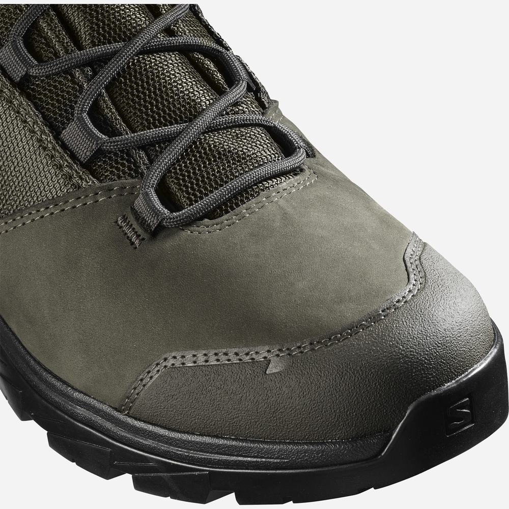 Men's Salomon Outward Gore-tex Hiking Boots Black/Olive | NZ-3896051