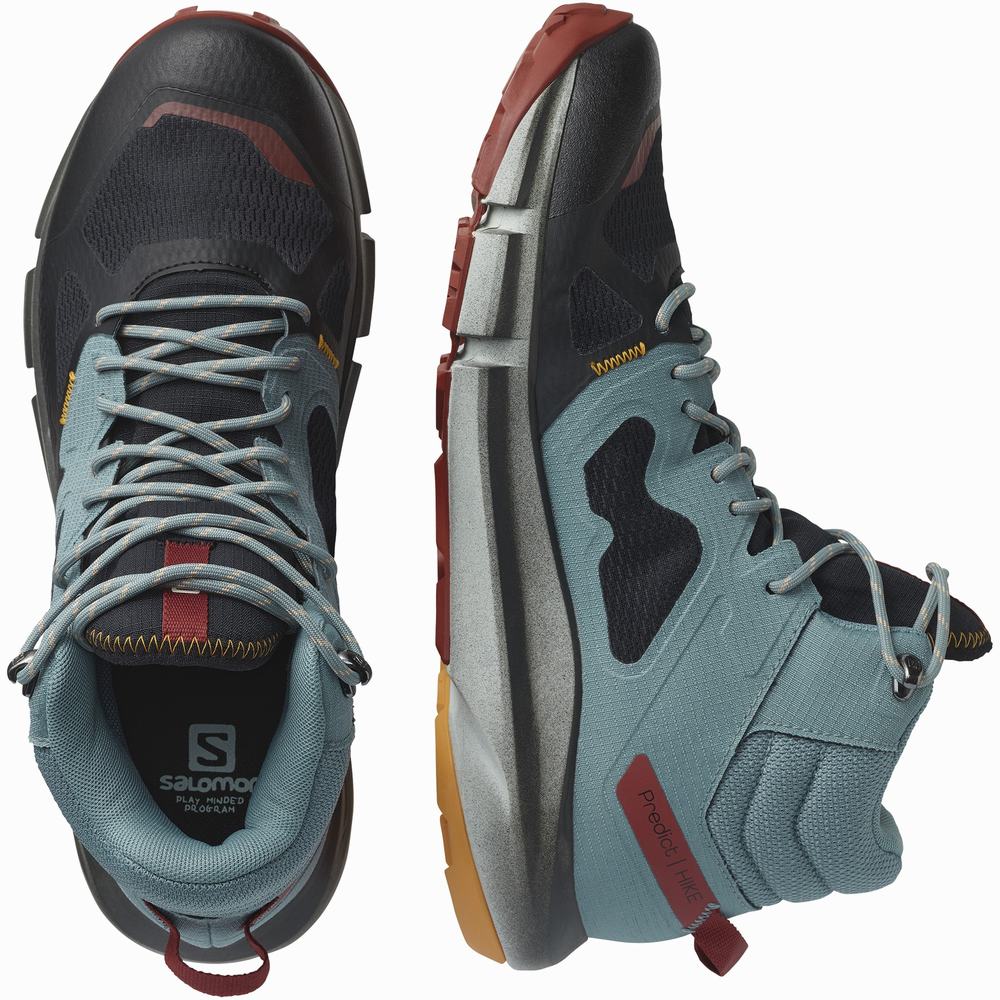 Men's Salomon Predict Hike Mid Gore-tex Hiking Boots Black/ Orange | NZ-0826741