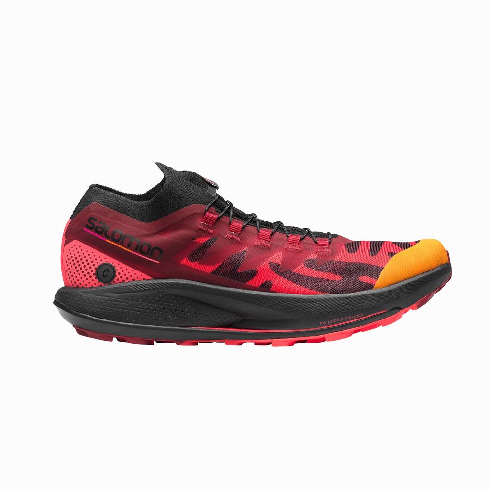 Men\'s Salomon Pulsar Trail Pro For Ciele Trail Running Shoes Black/Coral/Red | NZ-1094687