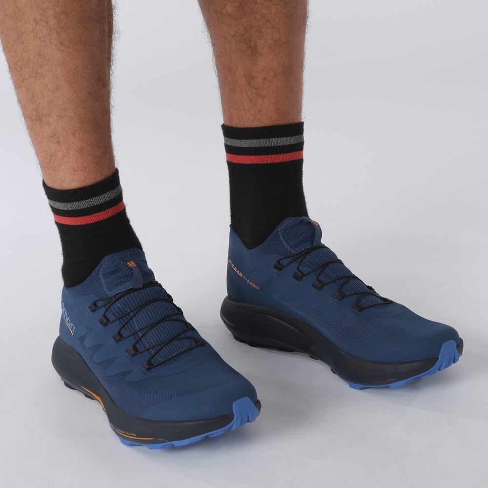 Men's Salomon Pulsar Trail Pro Trail Running Shoes Blue | NZ-4902573