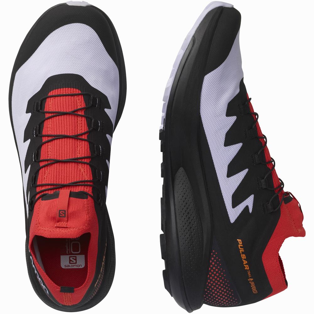 Men's Salomon Pulsar Trail Pro Trail Running Shoes Purple/Red/Black | NZ-6573021