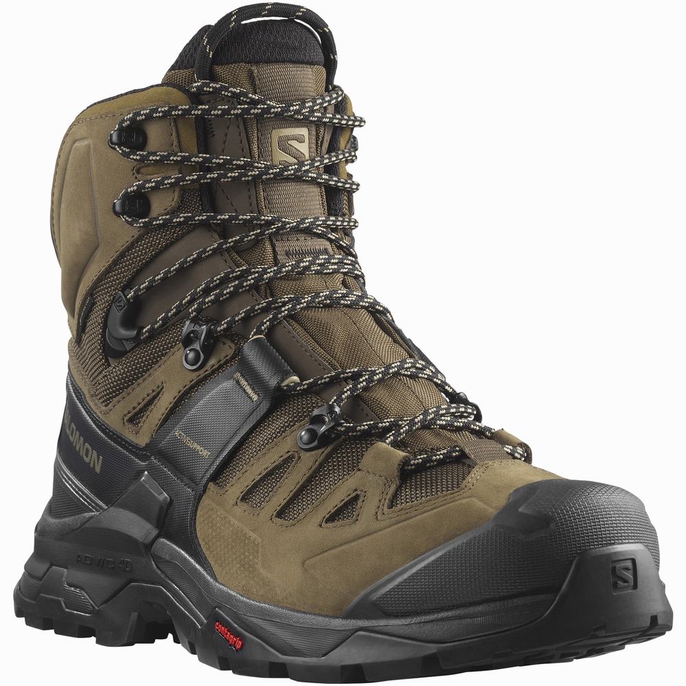 Men's Salomon Quest 4 Gore-tex Hiking Boots Olive/Black | NZ-1067953