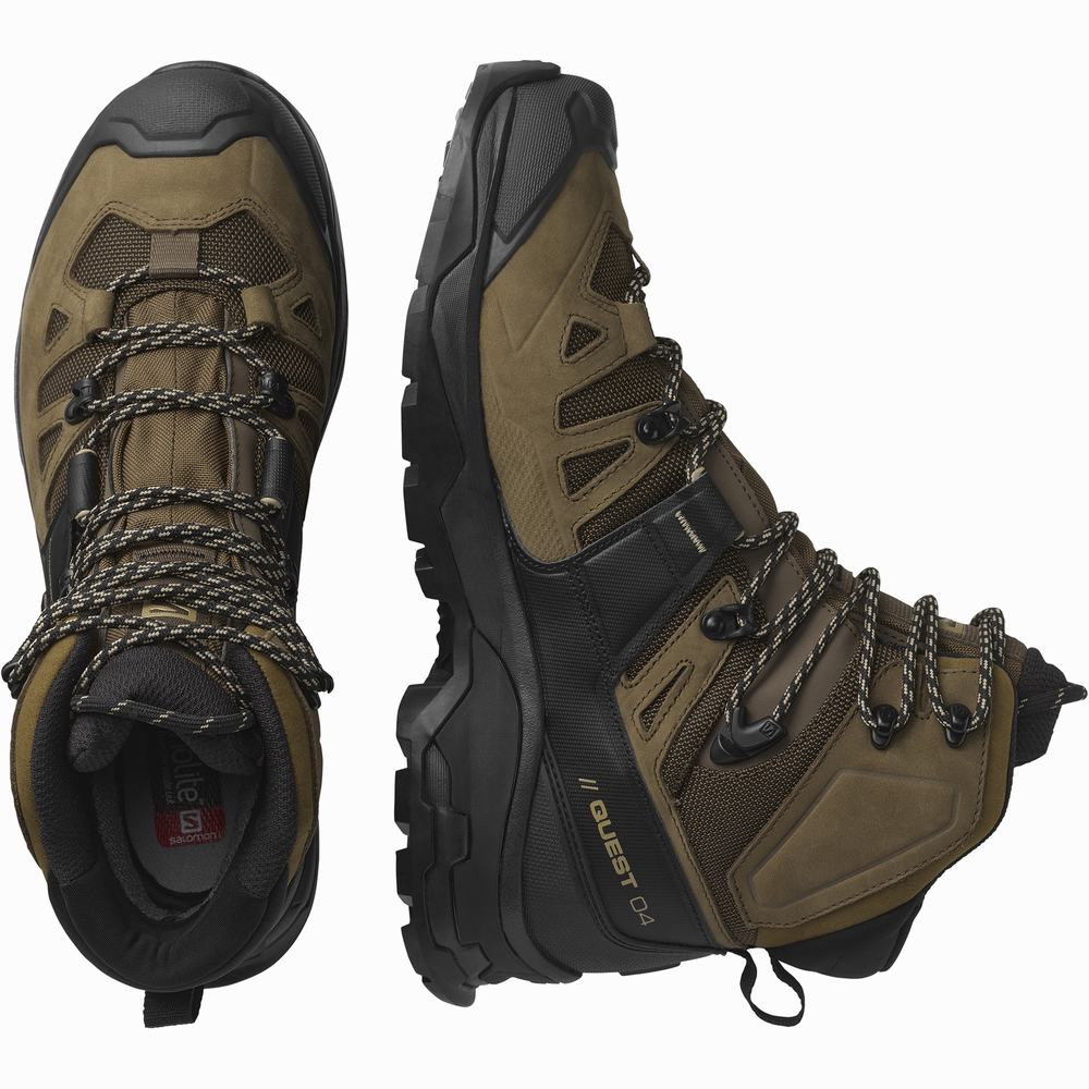Men's Salomon Quest 4 Gore-tex Hiking Boots Olive/Black | NZ-1067953
