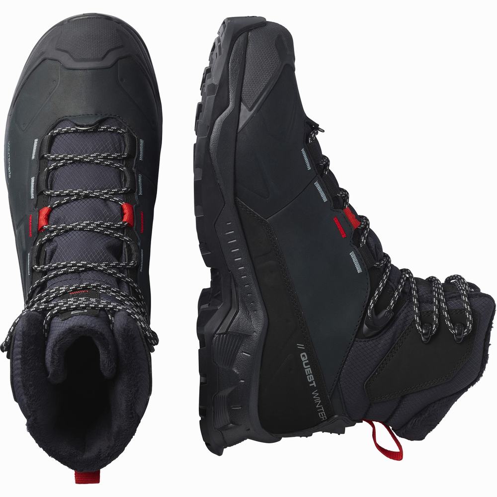 Men's Salomon Quest Winter Thinsulate™ Climasalomon™ Waterproof Winter Boots Black | NZ-4936518