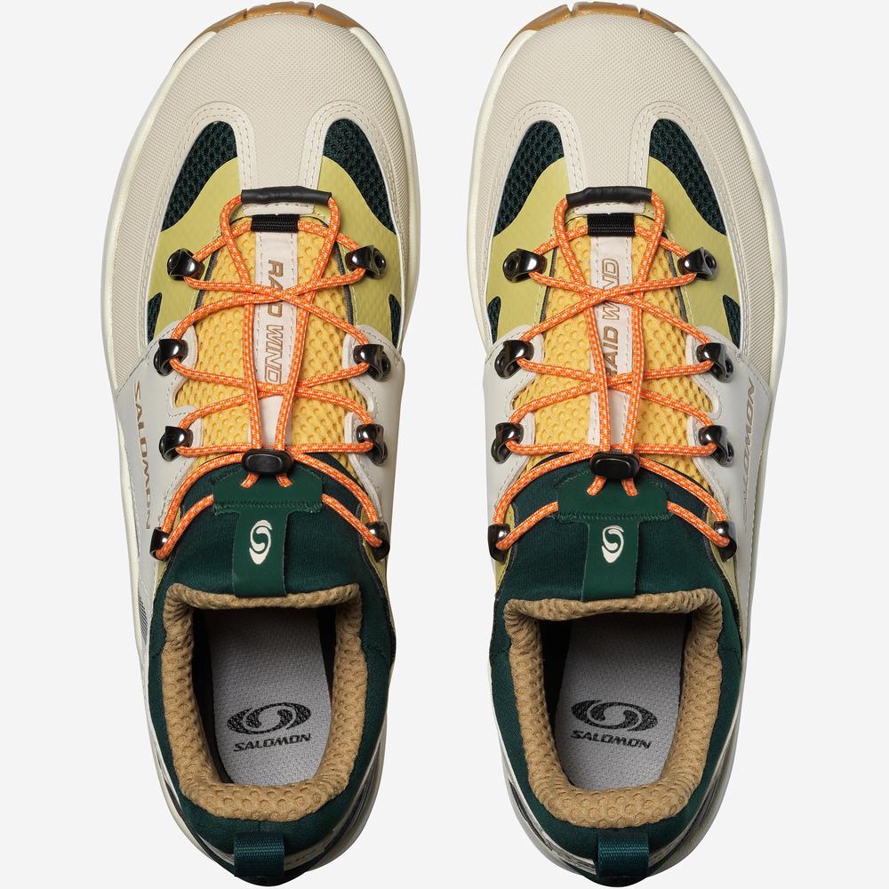 Men's Salomon Raid Wind Sneakers Deep Green/Orange | NZ-1960738