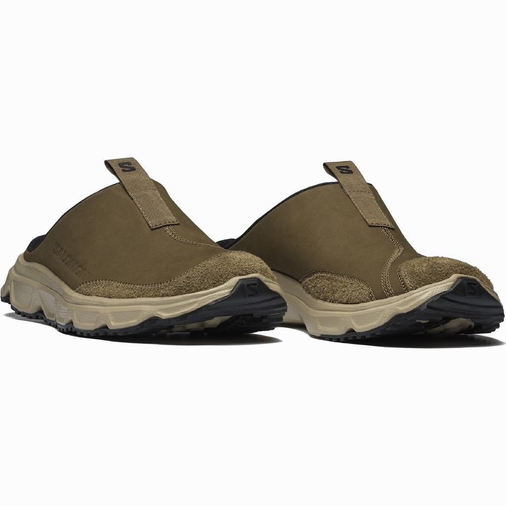 Men's Salomon Rx Slide Leather Advanced Sneakers Olive/Black | NZ-4712089