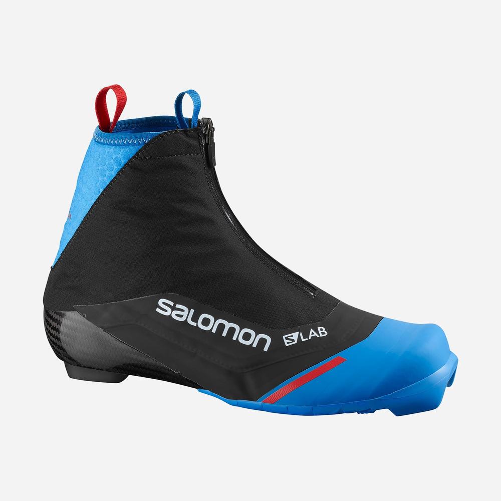 Men\'s Salomon S/Lab Carbon Classic El Ski Boots Black/Blue | NZ-4865927