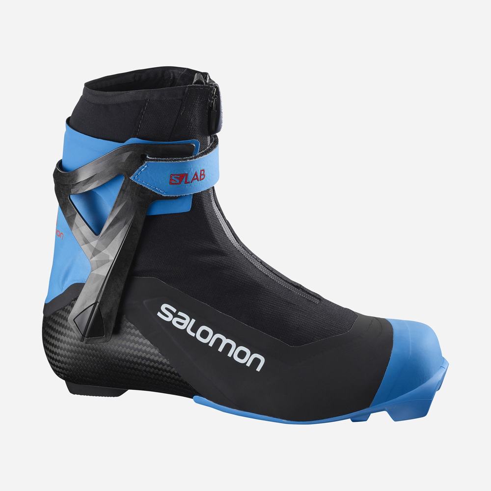 Men\'s Salomon S/Lab Carbon Skate El Ski Boots Black/Blue | NZ-5142389