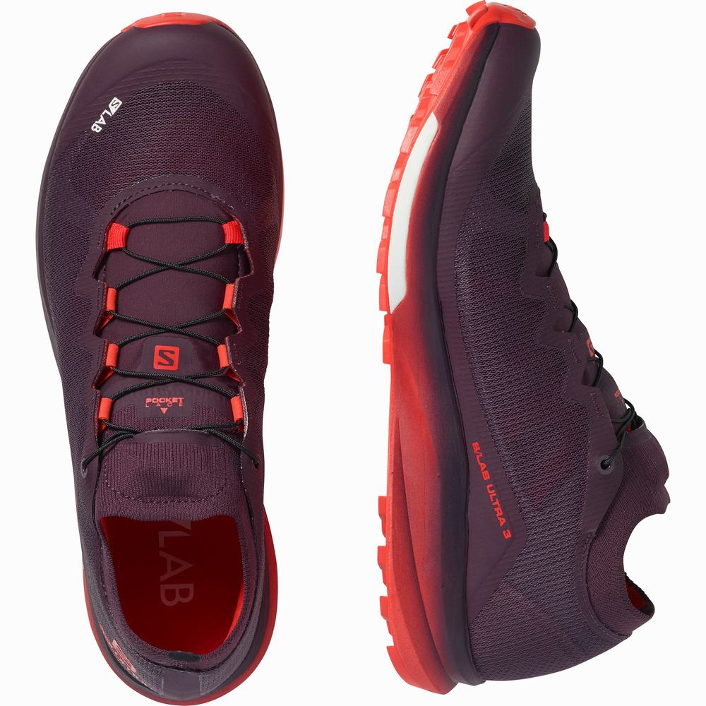 Men's Salomon S/Lab Ultra 3 Trail Running Shoes Purple/Red | NZ-4610395