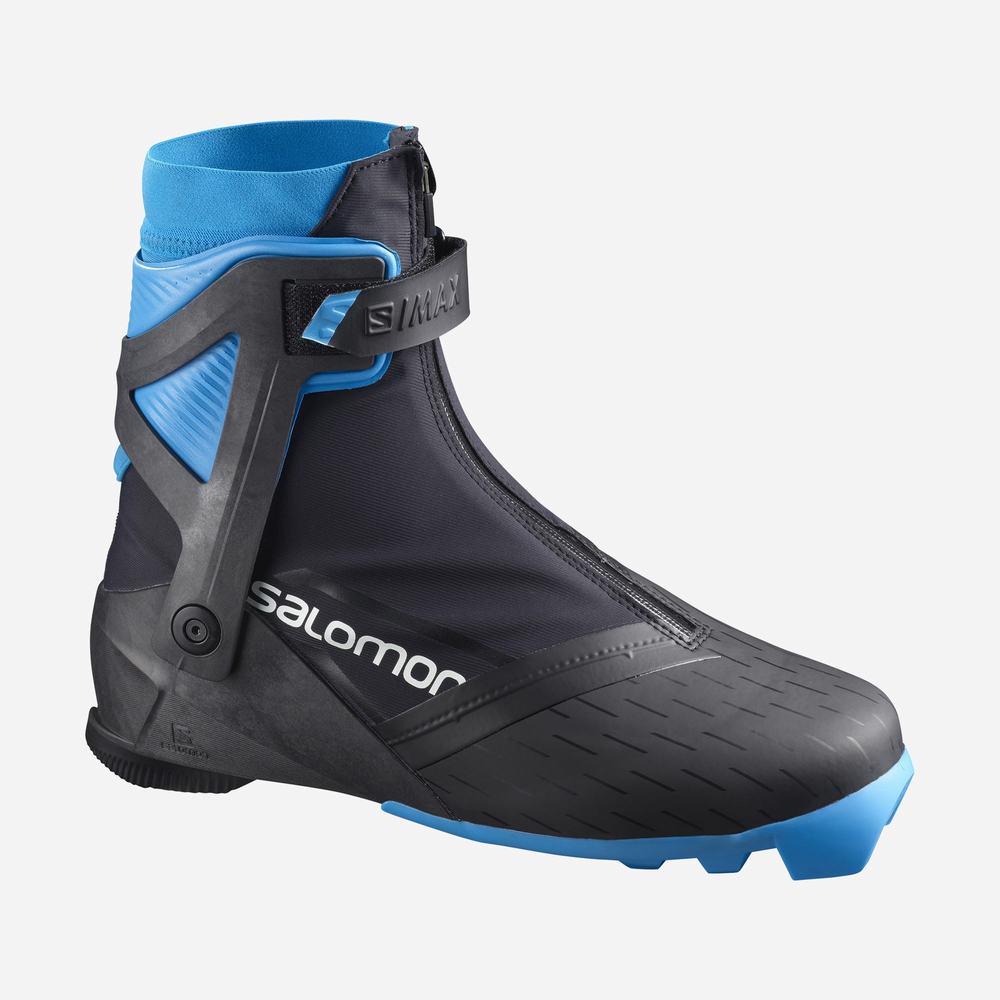 Men\'s Salomon S/Max Carbon Skate Mv Ski Boots Black/Blue | NZ-0516238