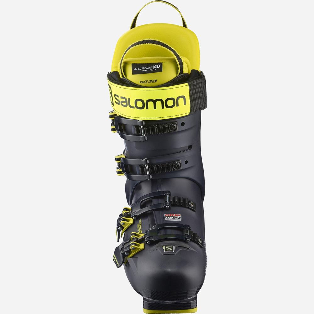 Men's Salomon S/Pro 130 Ski Boots Black/Yellow/Blue | NZ-3954012