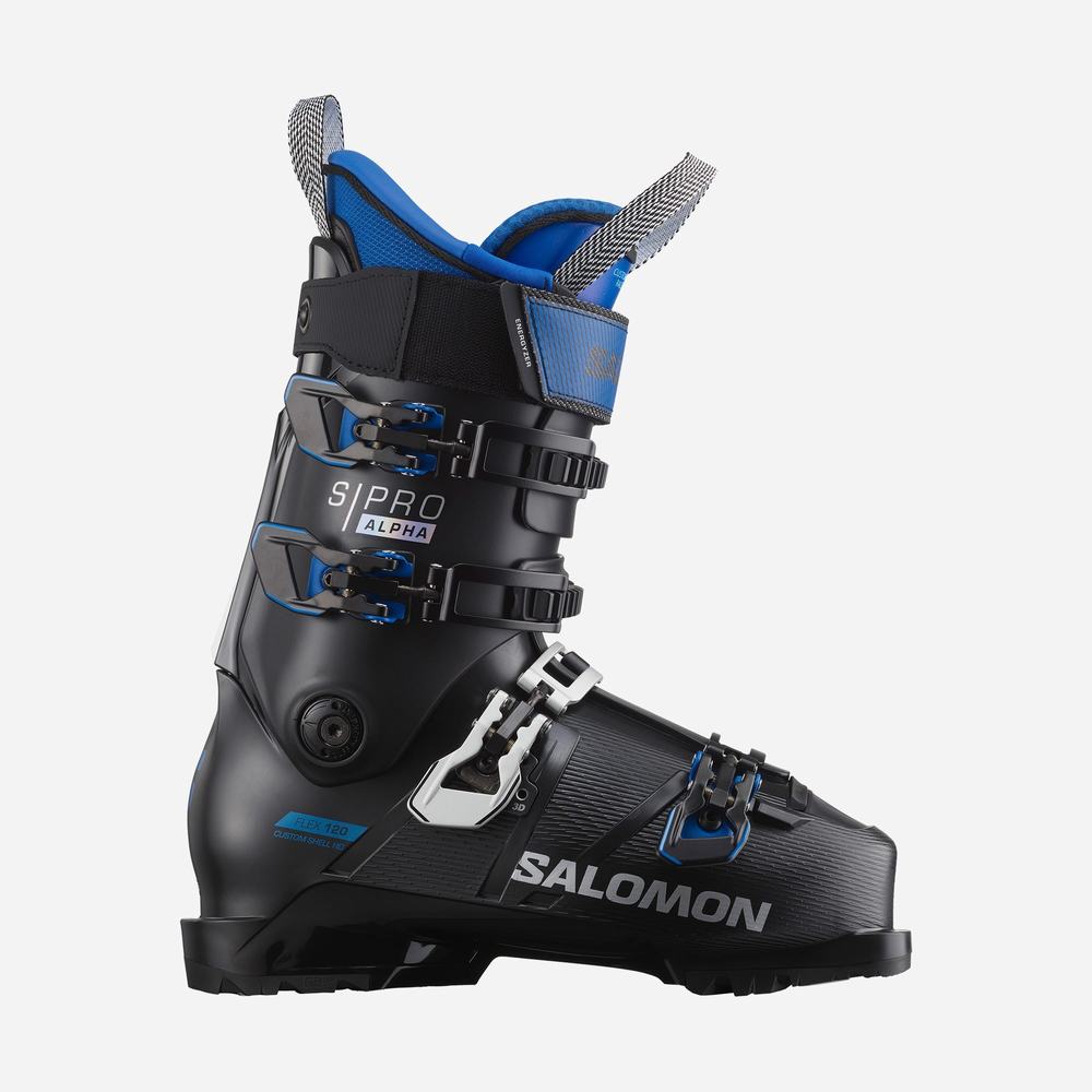 Men\'s Salomon S/Pro Alpha 120 El Ski Boots Black/Blue | NZ-5917824
