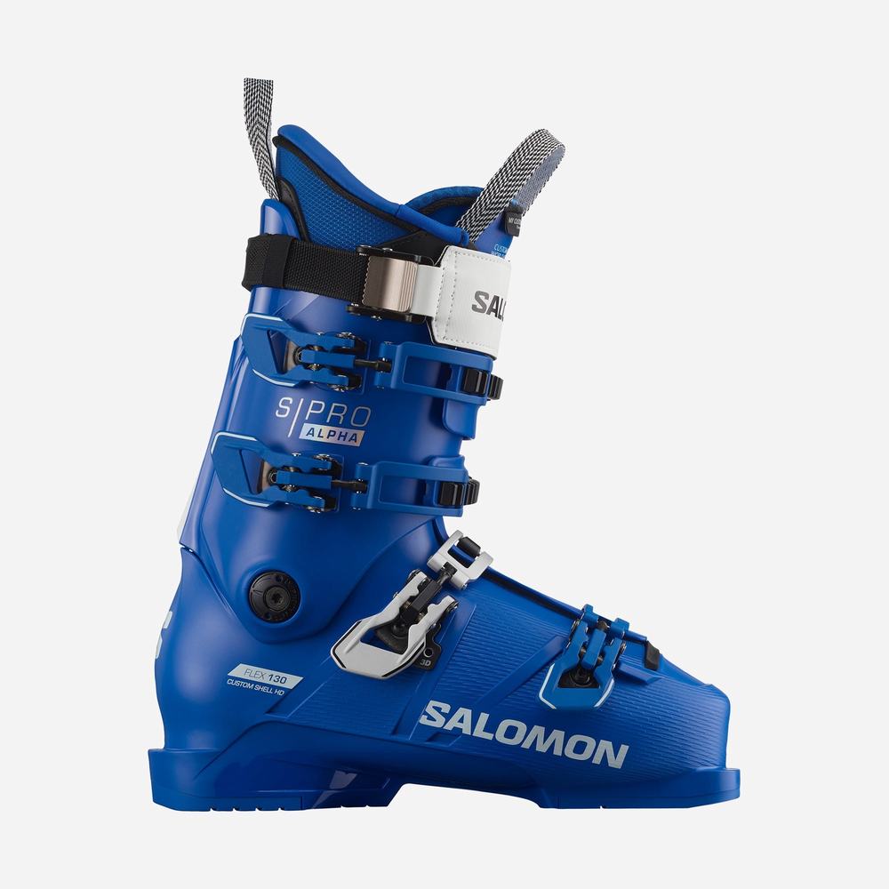 Men\'s Salomon S/Pro Alpha 130 El Ski Boots Blue/White | NZ-1309842