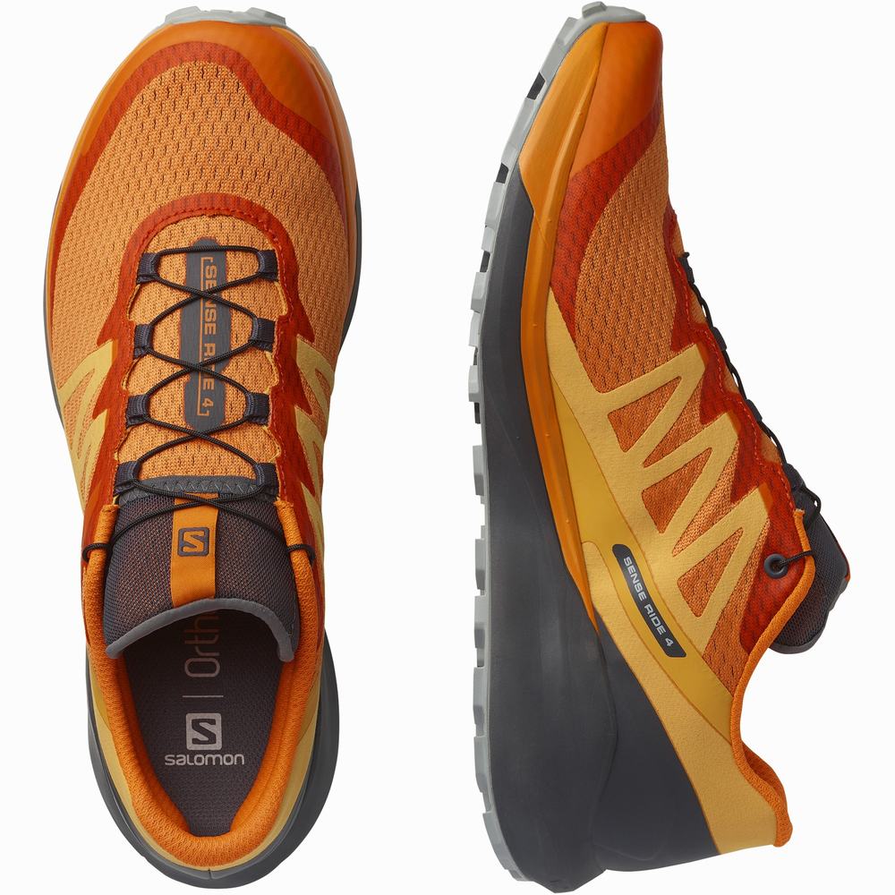 Men's Salomon Sense Ride 4 Trail Running Shoes Orange | NZ-4075392
