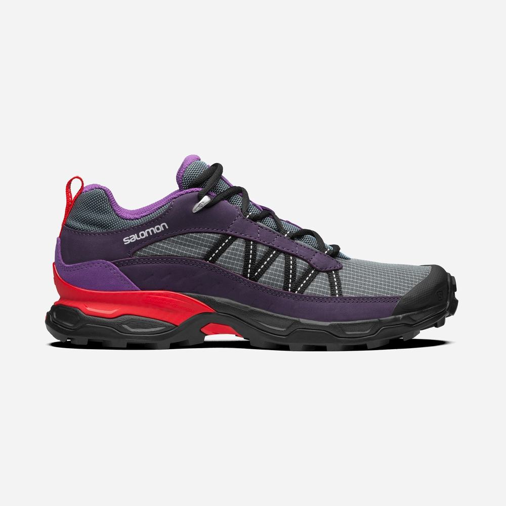 Men\'s Salomon Shelter Low Leather Sneakers deep Grey/Purple | NZ-8504196