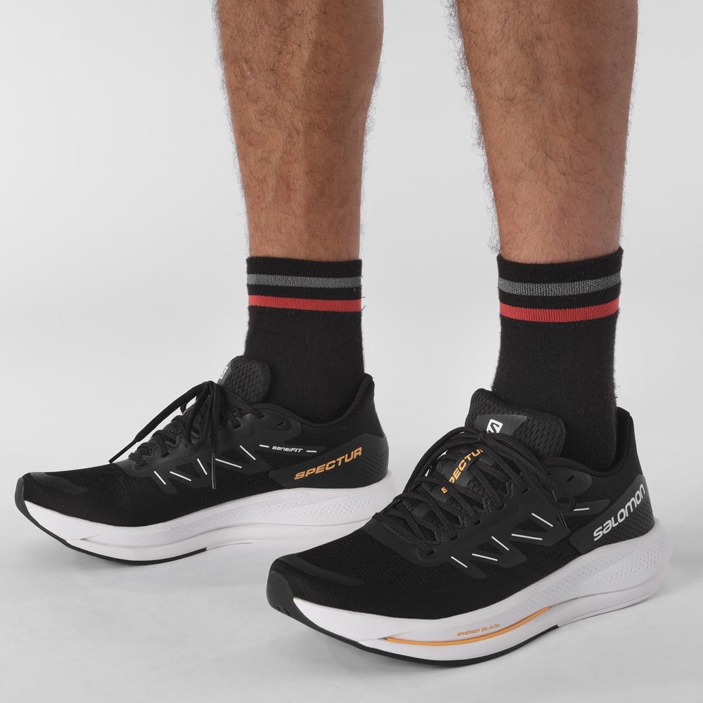 Men's Salomon Spectur Running Shoes Black/White/Orange | NZ-5391760