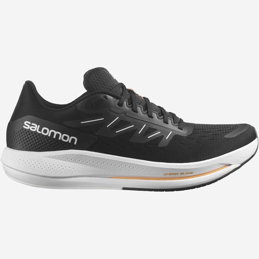 Men\'s Salomon Spectur Running Shoes Black/White/Orange | NZ-5391760