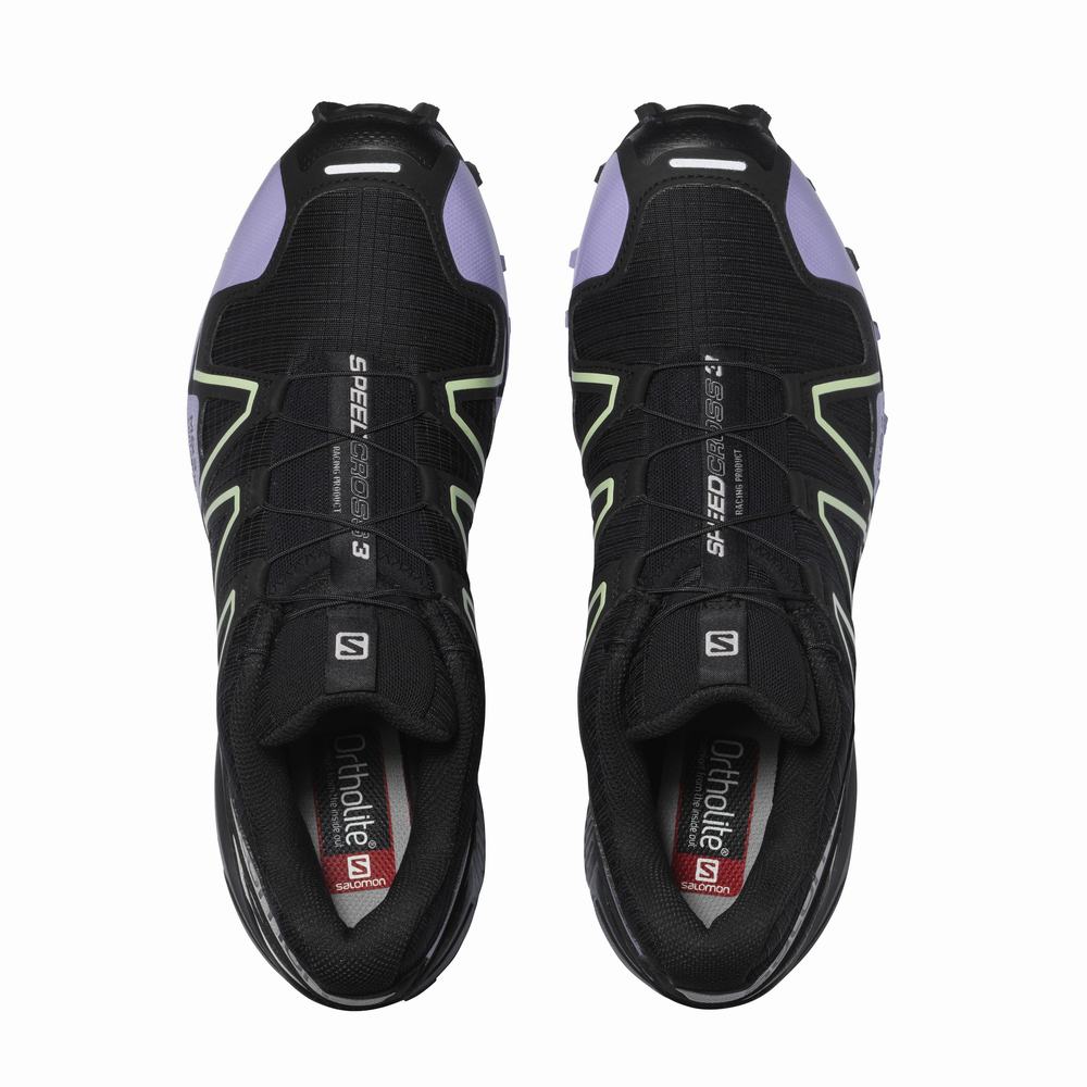 Men's Salomon Speedcross 3 Sneakers Black/Lavender/Green | NZ-7042953