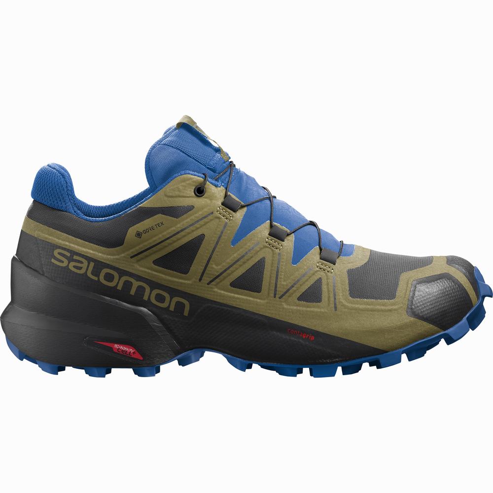 Men\'s Salomon Speedcross 5 Gore-tex Trail Running Shoes Black/Green | NZ-1457968