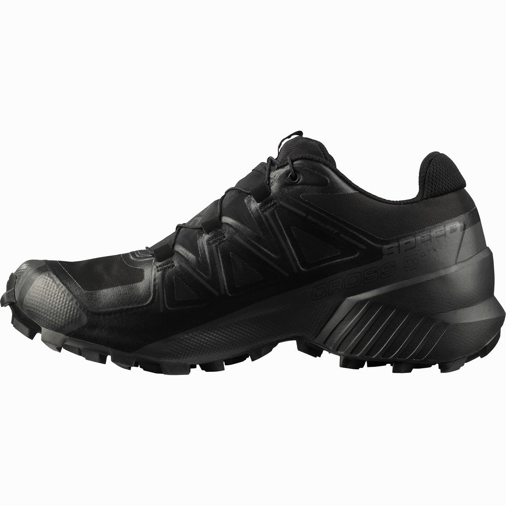 Men's Salomon Speedcross 5 Gore-tex Trail Running Shoes Black | NZ-3105479