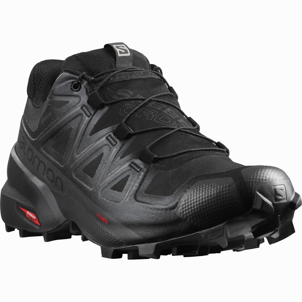 Men's Salomon Speedcross 5 Gore-tex Trail Running Shoes Black | NZ-3105479
