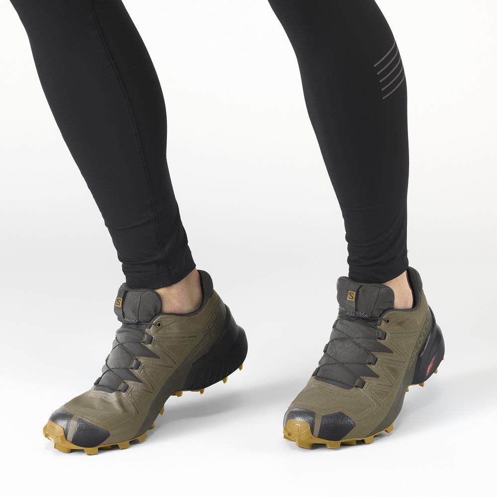 Men's Salomon Speedcross 5 Gore-tex Trail Running Shoes Olive | NZ-7124059