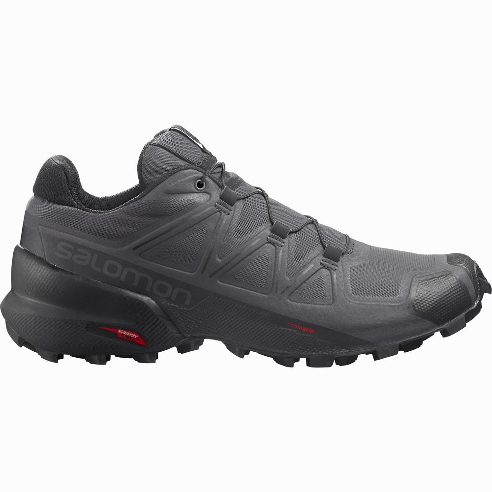 Men\'s Salomon Speedcross 5 Trail Running Shoes Grey/Black | NZ-0451327