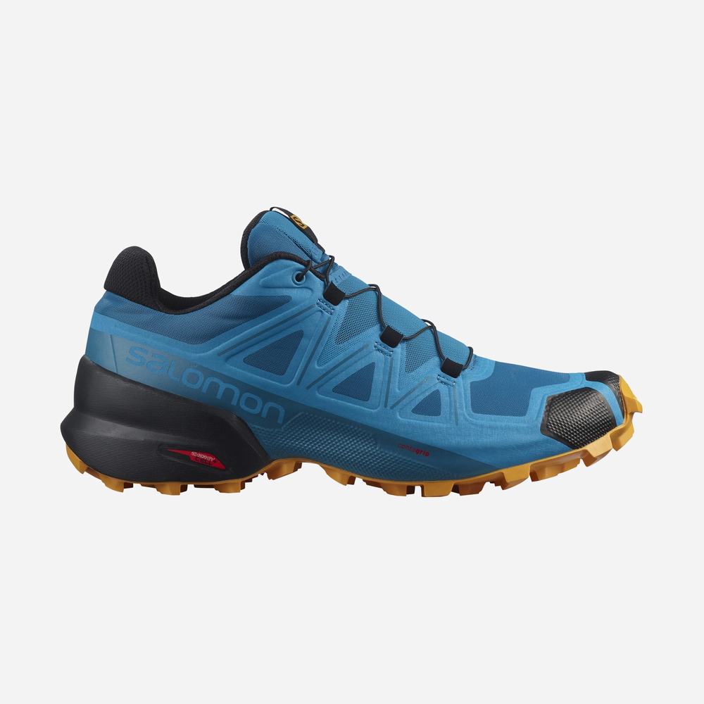 Men\'s Salomon Speedcross 5 Trail Running Shoes Turquoise/ Gold | NZ-6478132