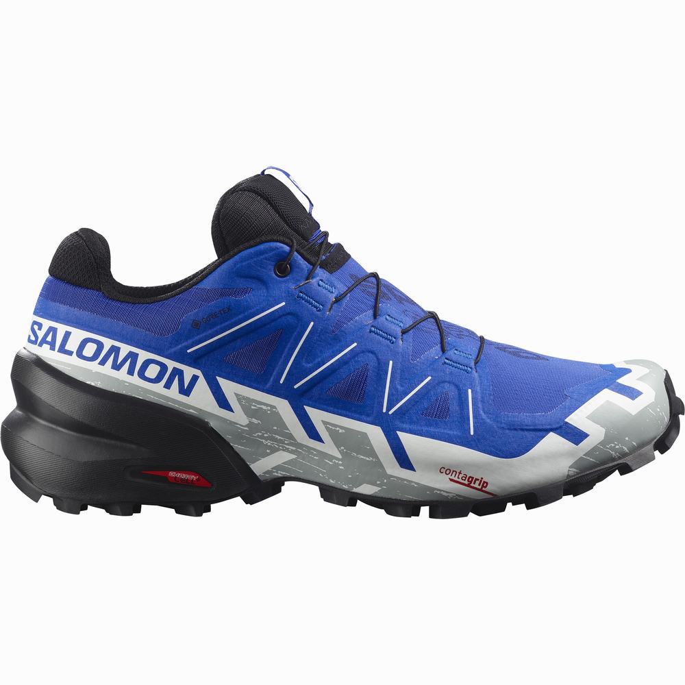 Men\'s Salomon Speedcross 6 Gore-tex Trail Running Shoes Blue/Black/White | NZ-0384965