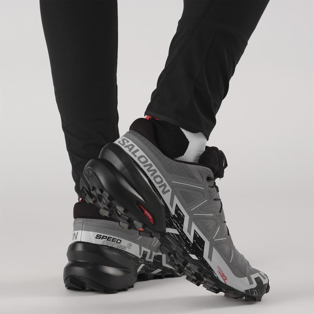 Men's Salomon Speedcross 6 Trail Running Shoes Grey/Black/Blue | NZ-3649781