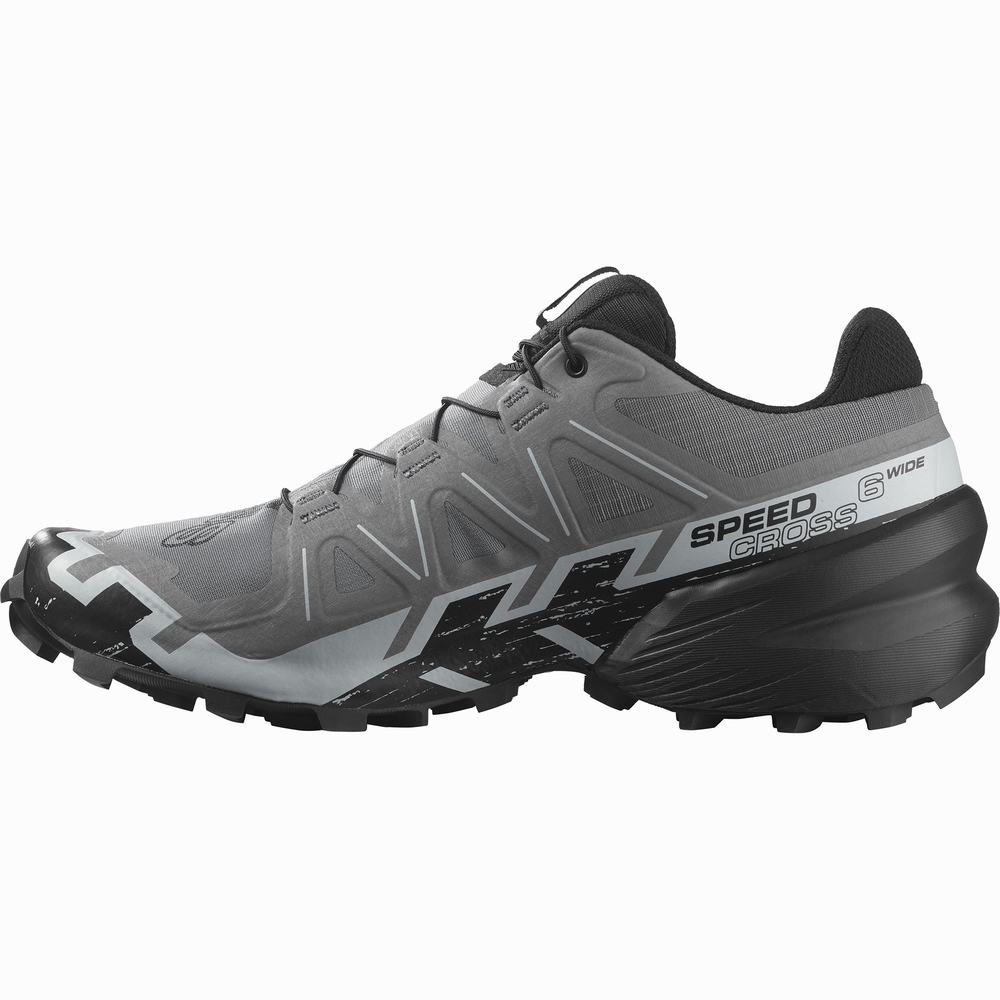 Men's Salomon Speedcross 6 Wide Trail Running Shoes Grey/Black | NZ-3450816