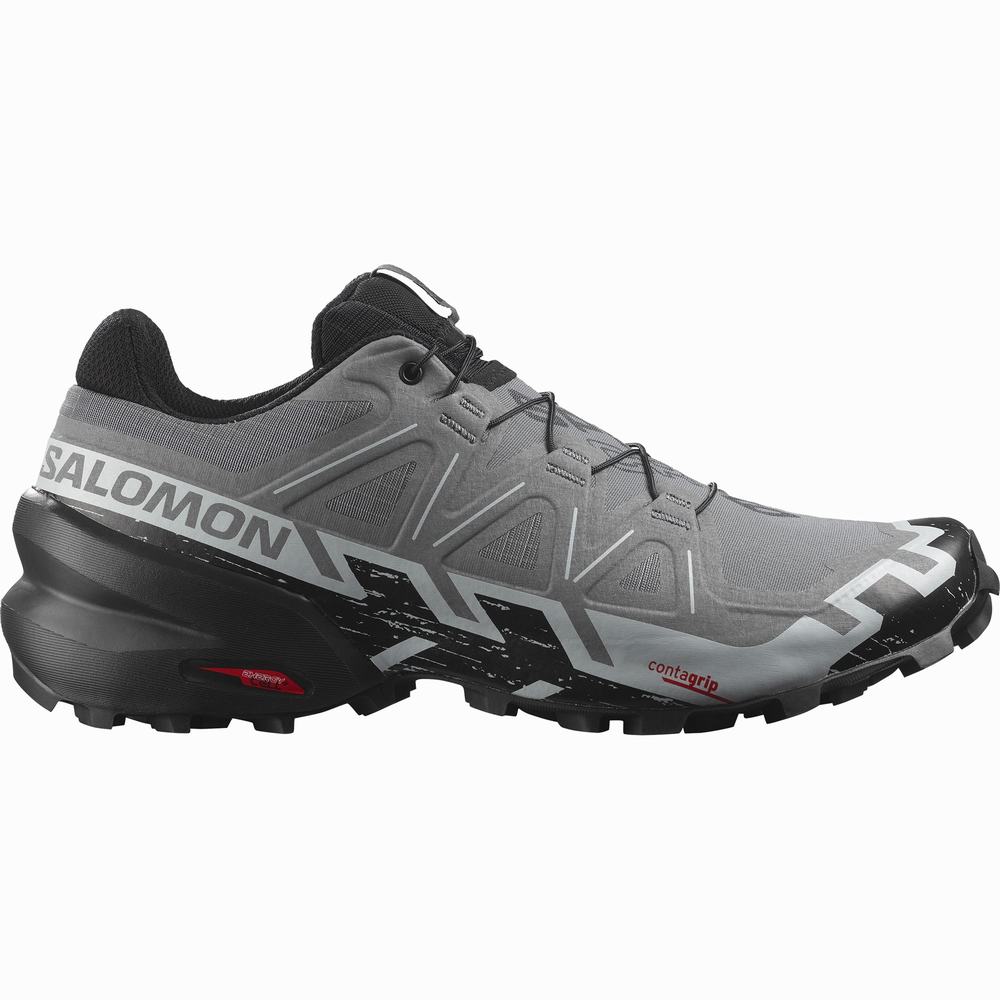 Men\'s Salomon Speedcross 6 Wide Trail Running Shoes Grey/Black | NZ-3450816