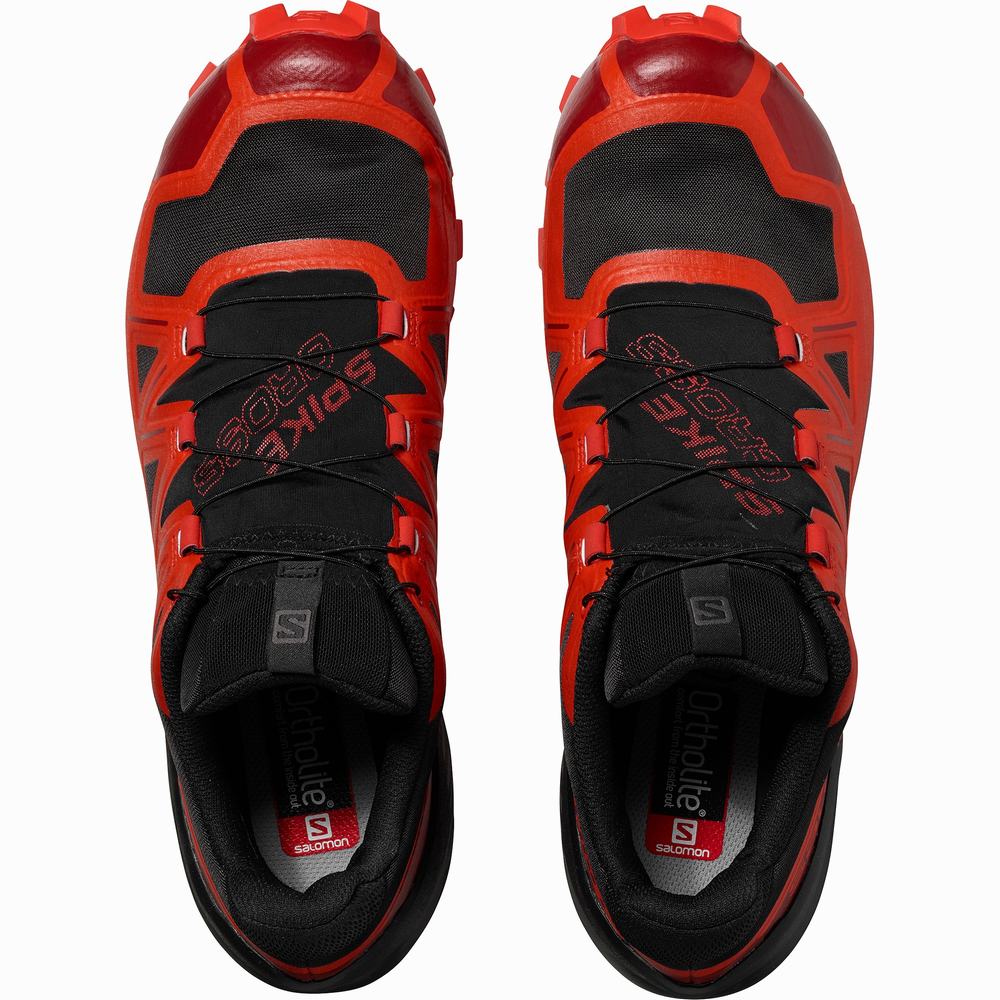 Men's Salomon Spikecross 5 Gore-tex Trail Running Shoes Black/Red | NZ-9285473