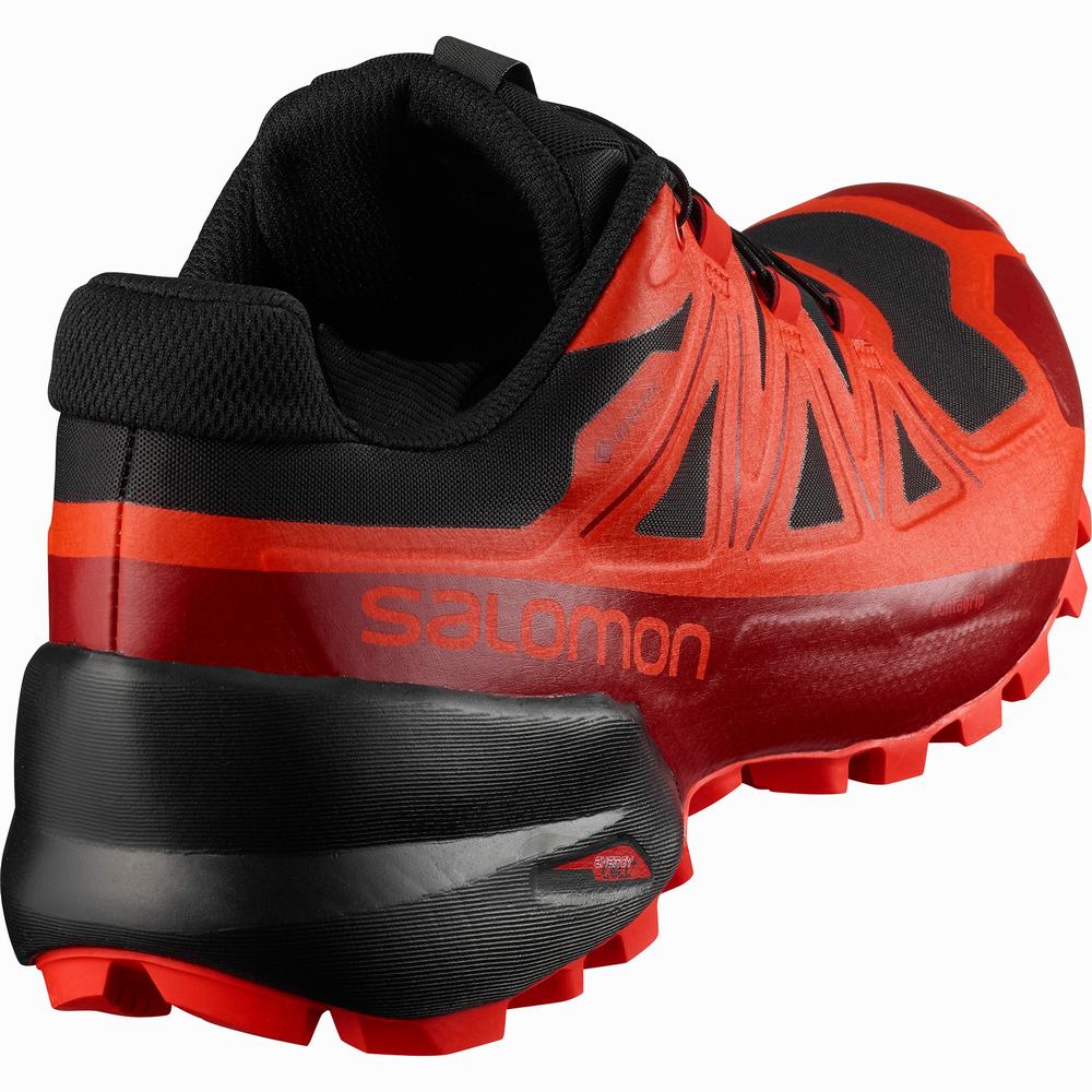 Men's Salomon Spikecross 5 Gore-tex Trail Running Shoes Black/Red | NZ-9285473