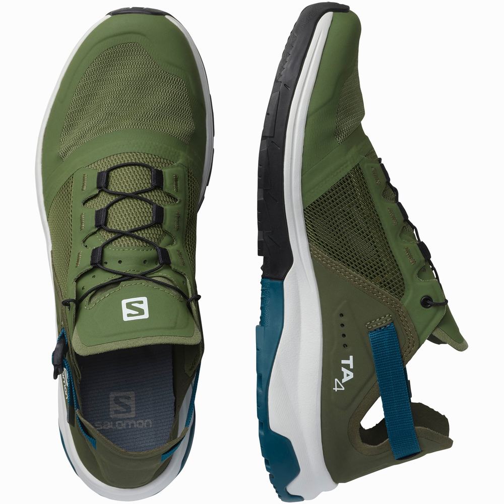Men's Salomon Tech Amphib 4 Hiking Sandals Olive/Blue | NZ-8956034