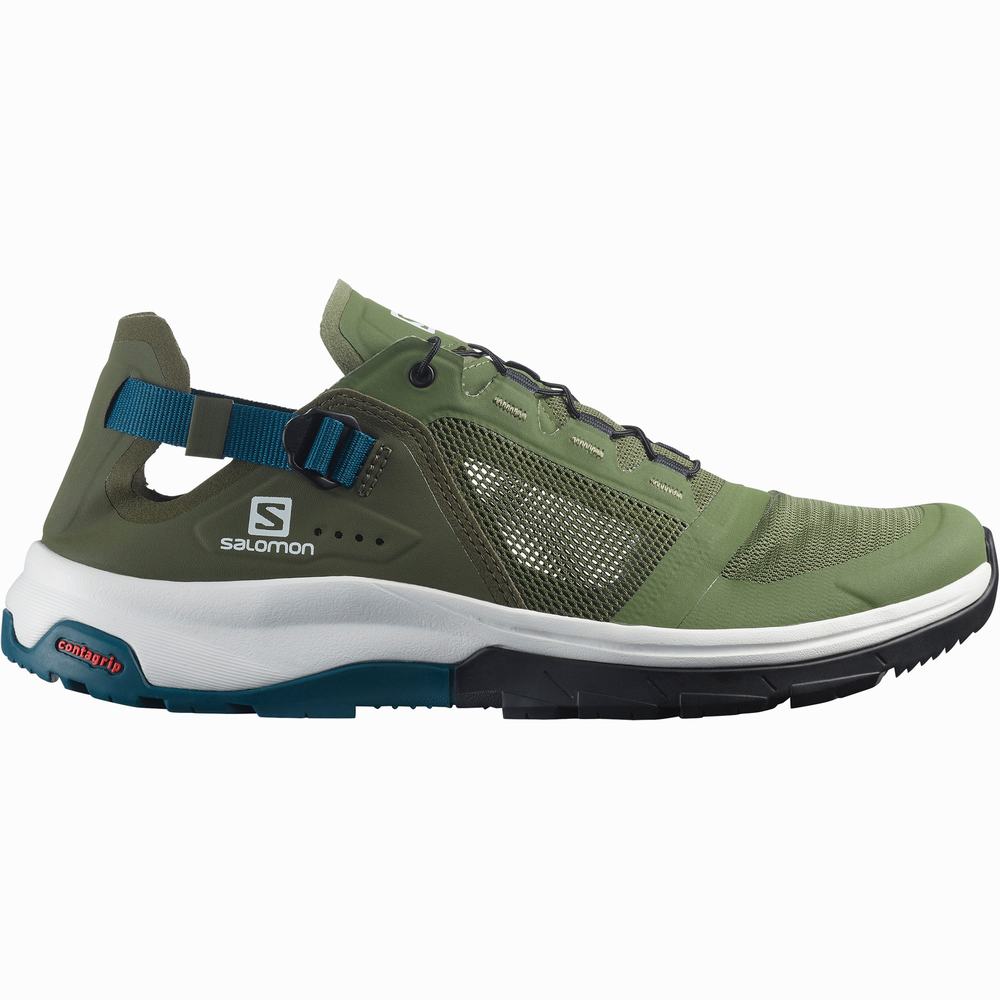 Men\'s Salomon Tech Amphib 4 Hiking Sandals Olive/Blue | NZ-8956034