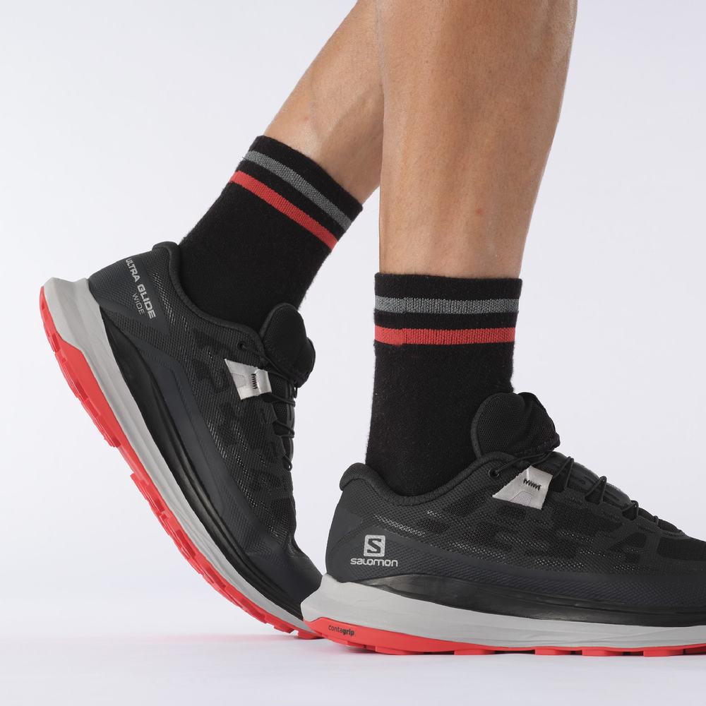 Men's Salomon Ultra Glide Wide Trail Running Shoes Black | NZ-6879432