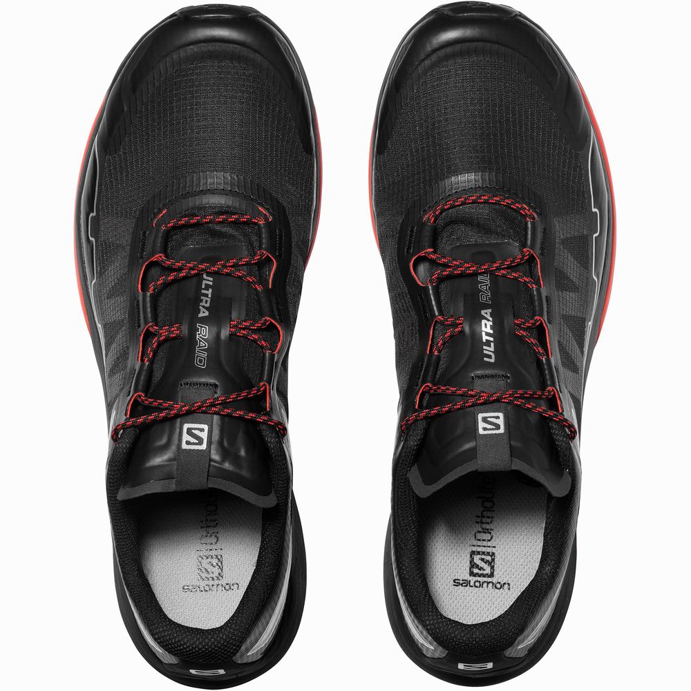 Men's Salomon Ultra Raid Sneakers Black/Red/Silver Metal | NZ-7506142
