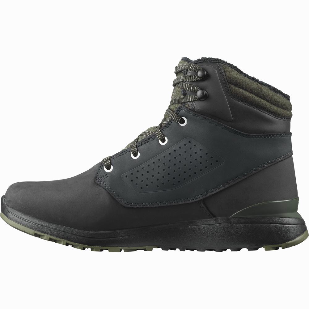 Men's Salomon Utility Winter Climasalomon™ Waterproof Winter Boots Black/Deep Green | NZ-9430785